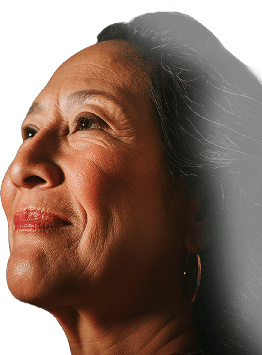 Older woman staring ahead